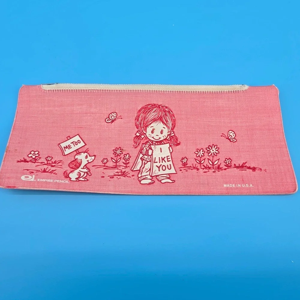 Vintage Empire Pencil Co Vinyl Zipper Pouch Everybody Likes You Made in USA 1970